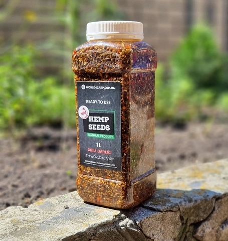 Зерна конопель з Чилі та Часником для риболовлі Hemp seed Chili Garlic 1л